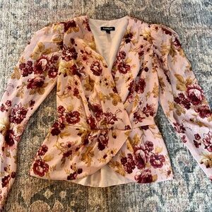 Express Pink and Burgundy Floral Blouse